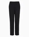 Giorgio Armani Official Store Straight Trousers In Stretch Virgin Wool In Black