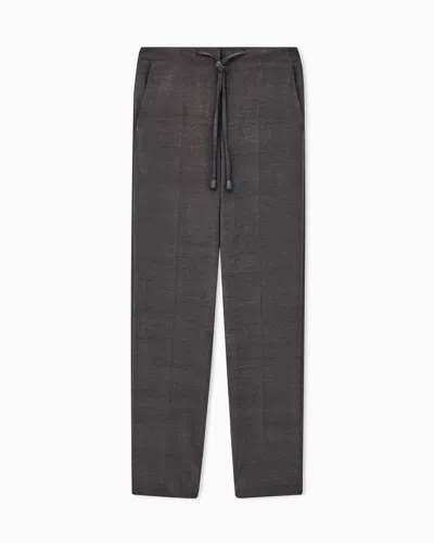 Giorgio Armani Straight Trousers New Normal In Washed Silk And Virgin Wool In Brown