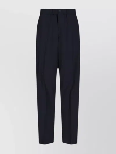 Giorgio Armani Straight Trousers With Elastic Waistband And Pockets In Blue