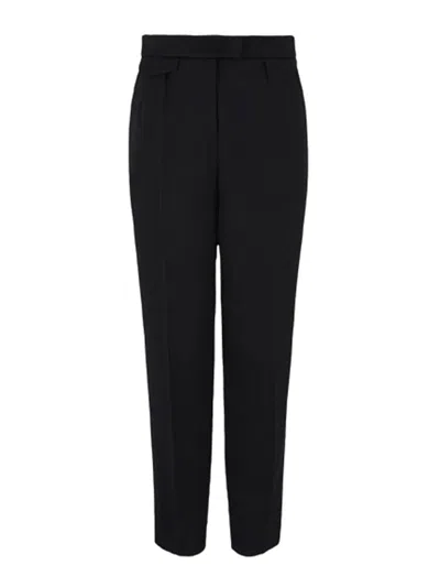 Giorgio Armani Straight Virgin Wool Trousers In Black