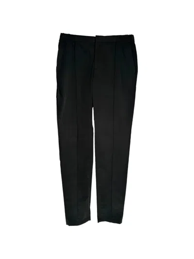 Pre-owned Giorgio Armani Straight-leg Cotton Trousers In Black