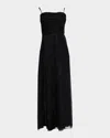Giorgio Armani Strapless Embellished Silk Slit Gown In Solid Black