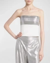 Giorgio Armani Strapless Lame Bustier Top In Silver