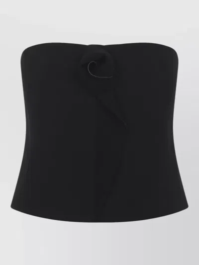 Giorgio Armani Strapless Top Fitted Silhouette Floral Detail In Black