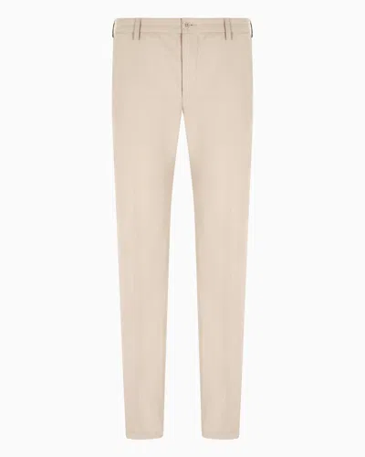 Giorgio Armani Official Store Stretch Cashmere And Cotton Trousers In Beige
