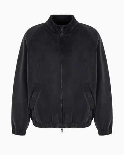 Giorgio Armani Stretch Cotton And Cupro Blouson In Black