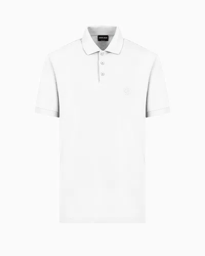 Giorgio Armani Stretch Cotton Piqué Polo Shirt In White