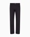 Giorgio Armani Stretch-cotton, Regular-fit, Five-pocket Trousers In Blue