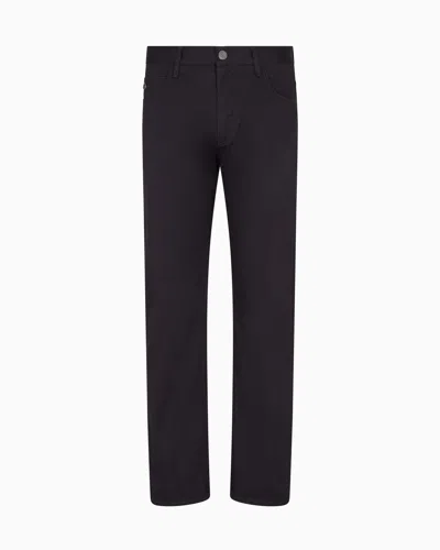 Giorgio Armani Stretch-cotton, Regular-fit, Five-pocket Trousers In Black