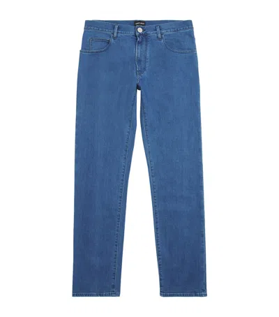 Giorgio Armani Stretch-cotton Slim Jeans In Blue