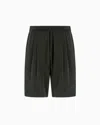 Giorgio Armani Stretch Cupro Bermuda Shorts In Green