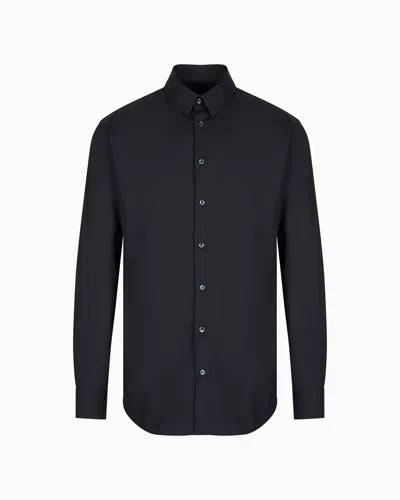 Giorgio Armani Long-sleeved Button-up Shirt In Black