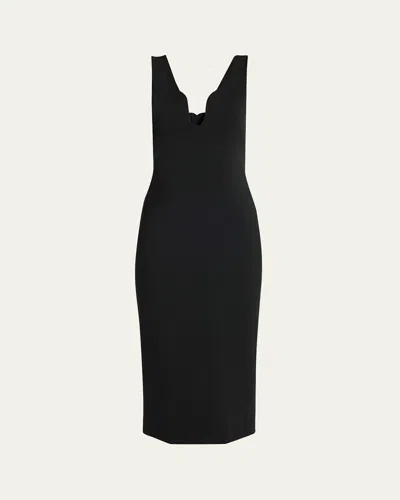 Giorgio Armani Stretch Jersey Body-con Midi Dress In Solid Black
