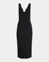 Giorgio Armani Stretch Jersey Body-con Midi Dress In Solid Black