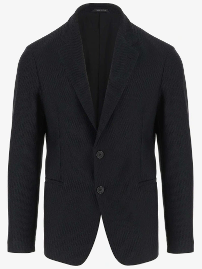 Giorgio Armani Stretch Jersey Jacket In Black