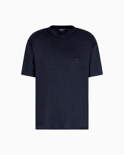 Giorgio Armani Stretch-linen Crew-neck T-shirt In Black