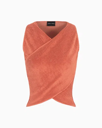 Giorgio Armani Stretch Silk And Viscose Blend Bustier Top In Orange