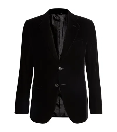 Giorgio Armani Stretch-velvet Icon George Blazer In Black