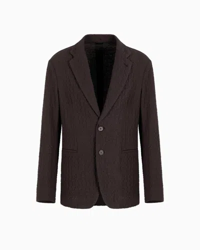 Giorgio Armani Stretch Virgin Wool Single-breasted, Jacket In Brown
