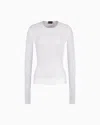 Giorgio Armani Stretch Viscose Blend Crew-neck Jumper In Grey