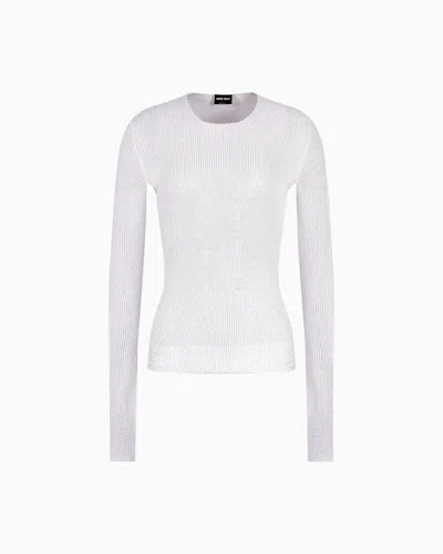 Giorgio Armani Stretch Viscose Blend Crew-neck Jumper In Grey