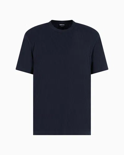 Giorgio Armani Stretch Viscose-blend Crew-neck T-shirt In Blue