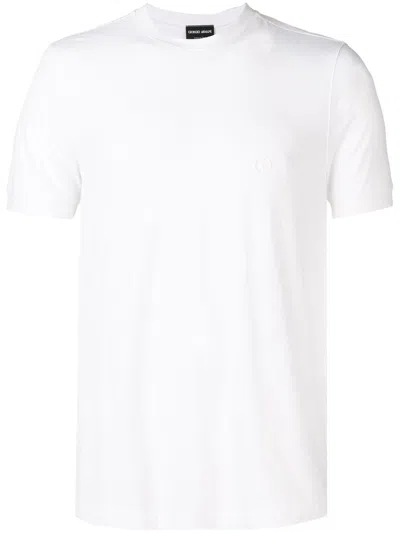 Giorgio Armani Stretch Viscose Jersey Crew Neck T-shirt In White