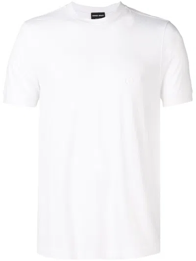 Giorgio Armani Stretch Viscose Jersey Crew Neck T-shirt In White