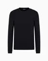 Giorgio Armani Official Store Stretch Viscose Jersey Jumper With Crew Neck And Long Sleeves In Black
