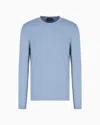 Giorgio Armani Stretch Viscose Jersey Jumper With Crew Neck And Long Sleeves In Blue