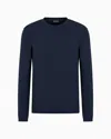 Giorgio Armani Official Store Stretch Viscose Jersey Jumper With Crew Neck And Long Sleeves In Navy Blue