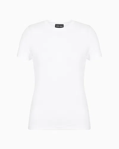 Giorgio Armani Official Store Stretch Viscose Jersey T-shirt In White