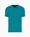 Giorgio Armani Stretch Viscose Jersey, V-neck Icon T-shirt In Green