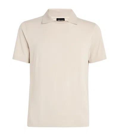 Giorgio Armani Stretch Viscose Polo Shirt In Beige