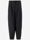Giorgio Armani Wide Trousers In Wool And Cashmere Flannel In Black