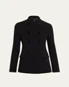 Giorgio Armani Stretch Wool Crepe Double-breasted Blazer In Black