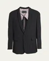 Giorgio Armani Stretch Wool Relaxed Blazer In Solid Black