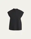Giorgio Armani Stretch Wool Scarf Top In Solid Black