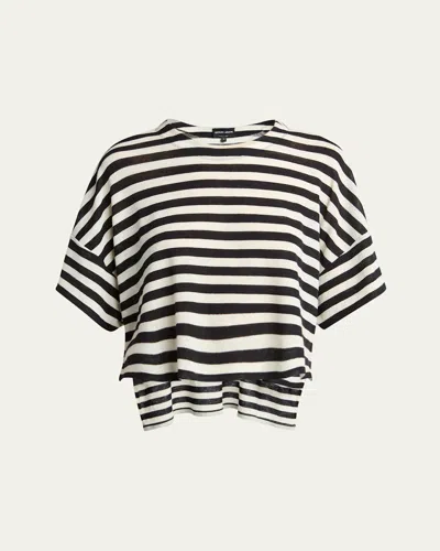Giorgio Armani Stripe High Low Wool T-shirt