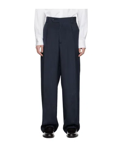 Giorgio Armani Striped Belt-loop Casual Pants In Black