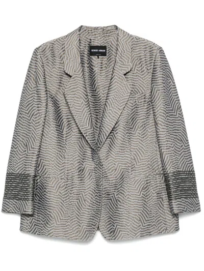 Giorgio Armani Striped Blazer In Grey