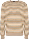 Giorgio Armani Striped Crew-neck Jumper In Brown