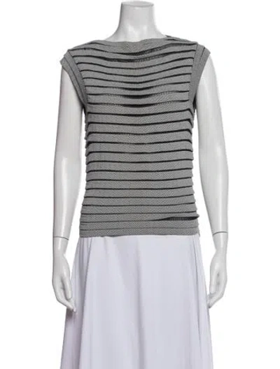 Pre-owned Giorgio Armani Striped Crew Neck Sweater In Blue/white