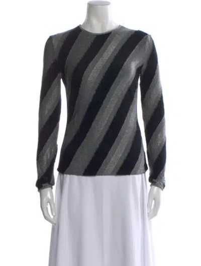 Pre-owned Giorgio Armani Striped Crew Neck Sweater W/ Tags In Black
