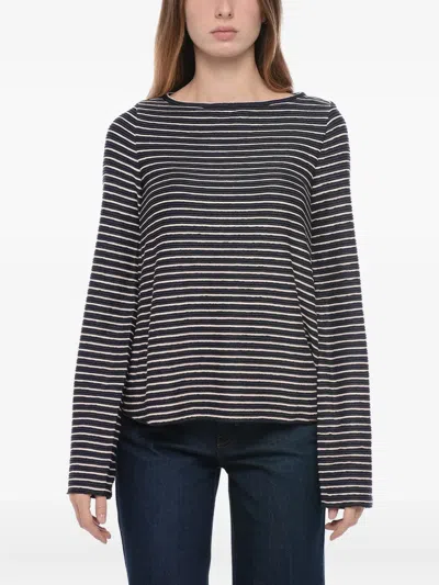 Giorgio Armani Striped Crew-neck T-shirt In Black