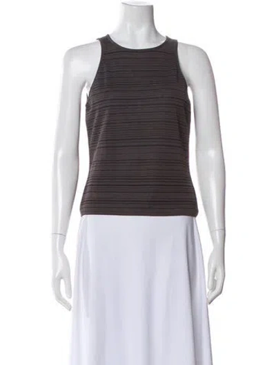 Pre-owned Giorgio Armani Striped Crew Neck Top In Gray