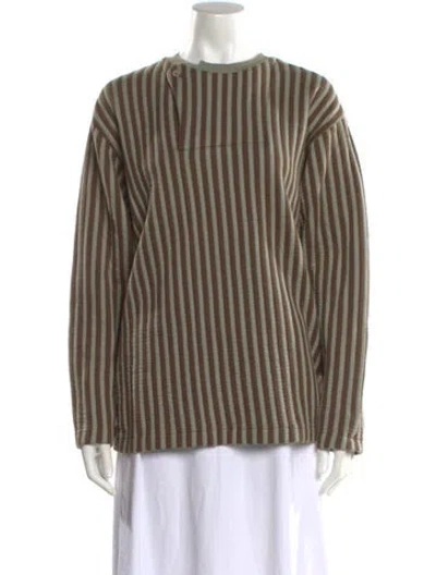 Pre-owned Giorgio Armani Striped Crew Neck Top In Green