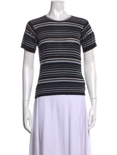 Pre-owned Giorgio Armani Striped Crew Neck T-shirt In Black