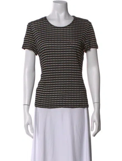 Pre-owned Giorgio Armani Striped Crew Neck T-shirt In Black
