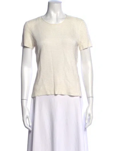 Pre-owned Giorgio Armani Striped Crew Neck T-shirt In Neutrals